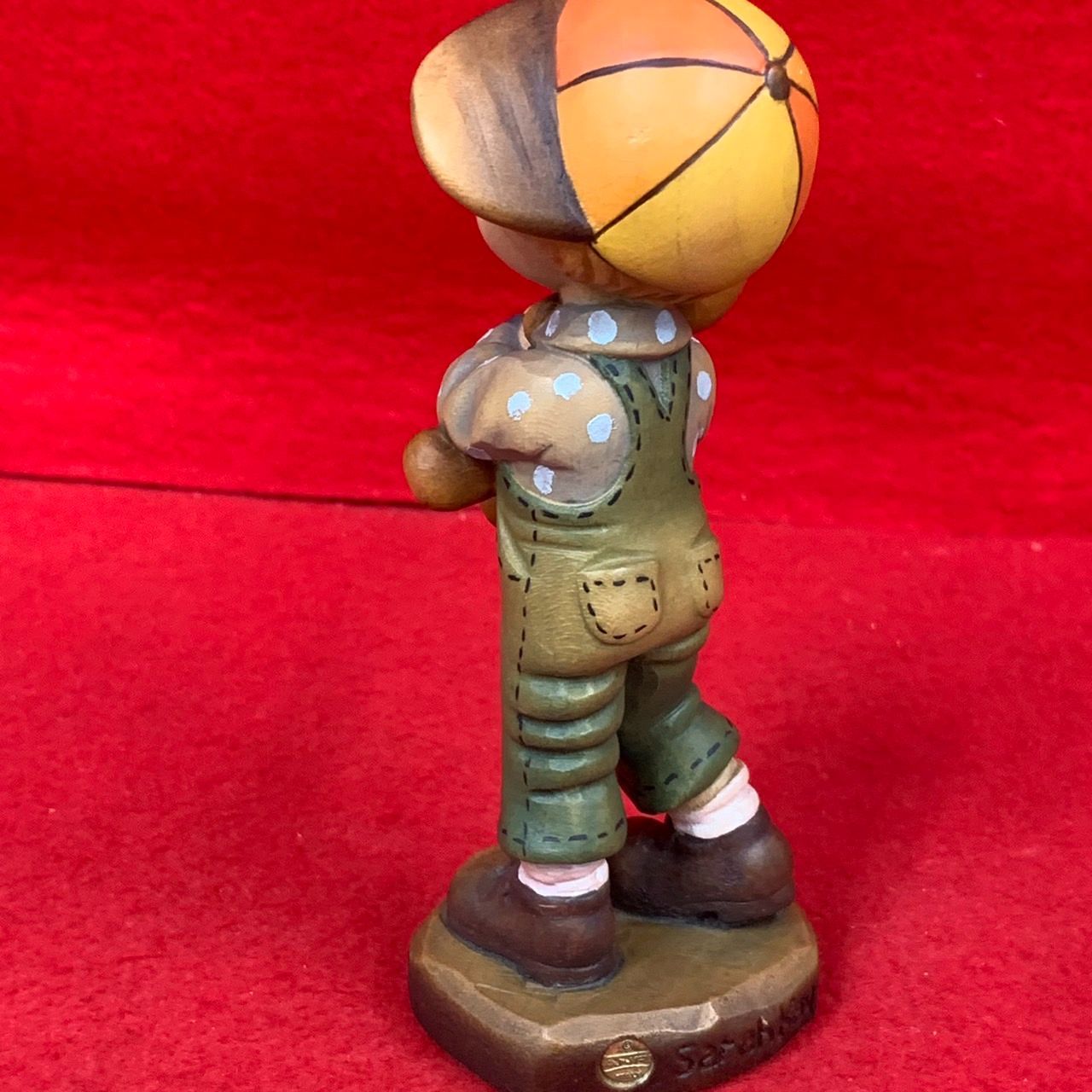 アンリ人形 木彫り サラケイ Bearly Ready 12cm Anri イタリア 置物 J1