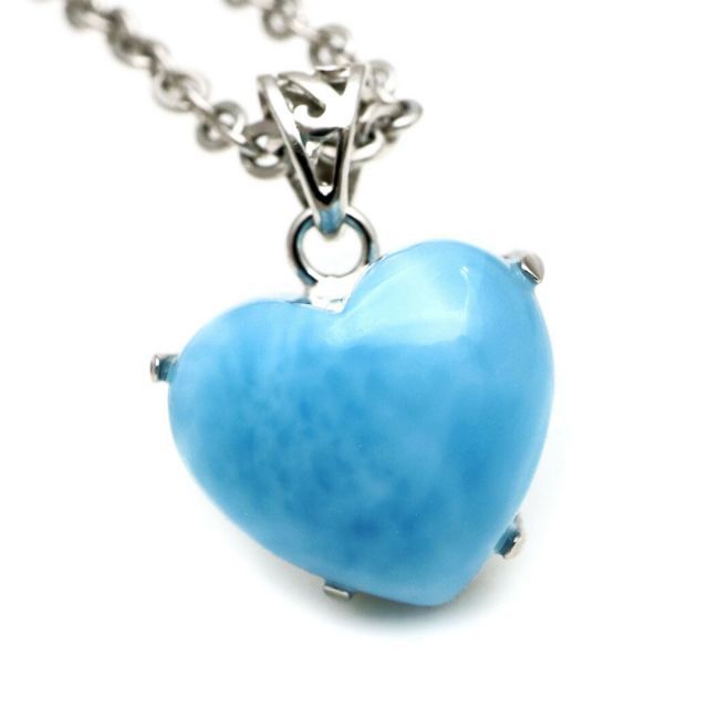 ラリマー ネックレス ハート型 天然石 ペンダント 注文 Silver925
