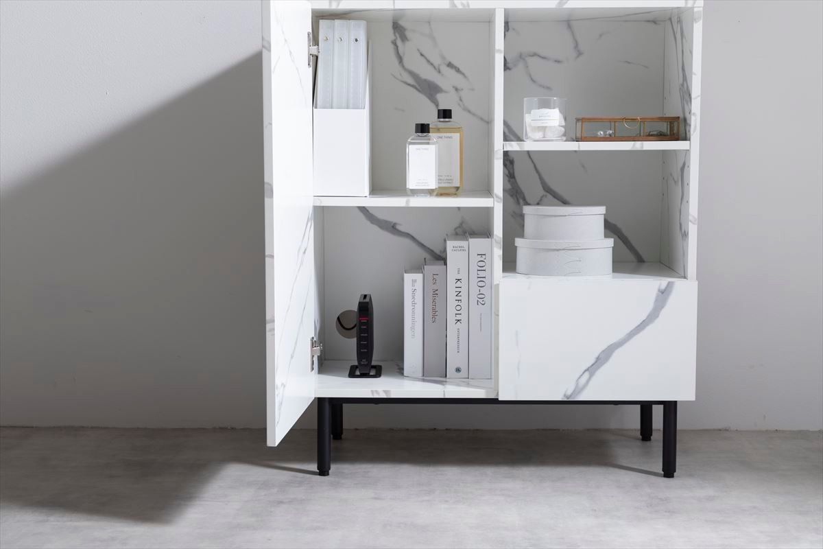 送料無料】【幅72cm】Ellis 大理石柄キャビネット ストーン柄 マーブル