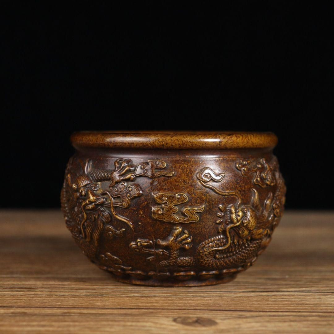 銅 細工 龍鳳提梁壺 茶壺 酒壺 茶道具 工芸品 美術品 置物 龍鳳提梁壺