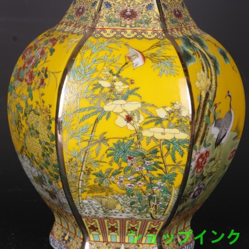 琺瑯彩藍釉鳳穿牡丹両耳瓶 景徳鎮 陶磁器 装飾品 現代工芸品 美術品