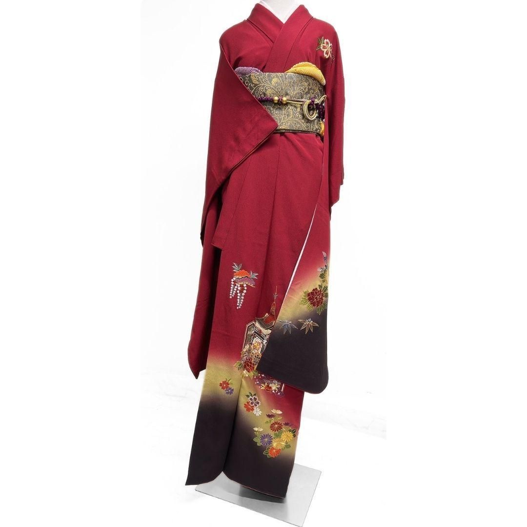 振袖 豪華 割引 銀通し 紋意匠 薔薇尽くし 身丈171cm 撥水加工済み