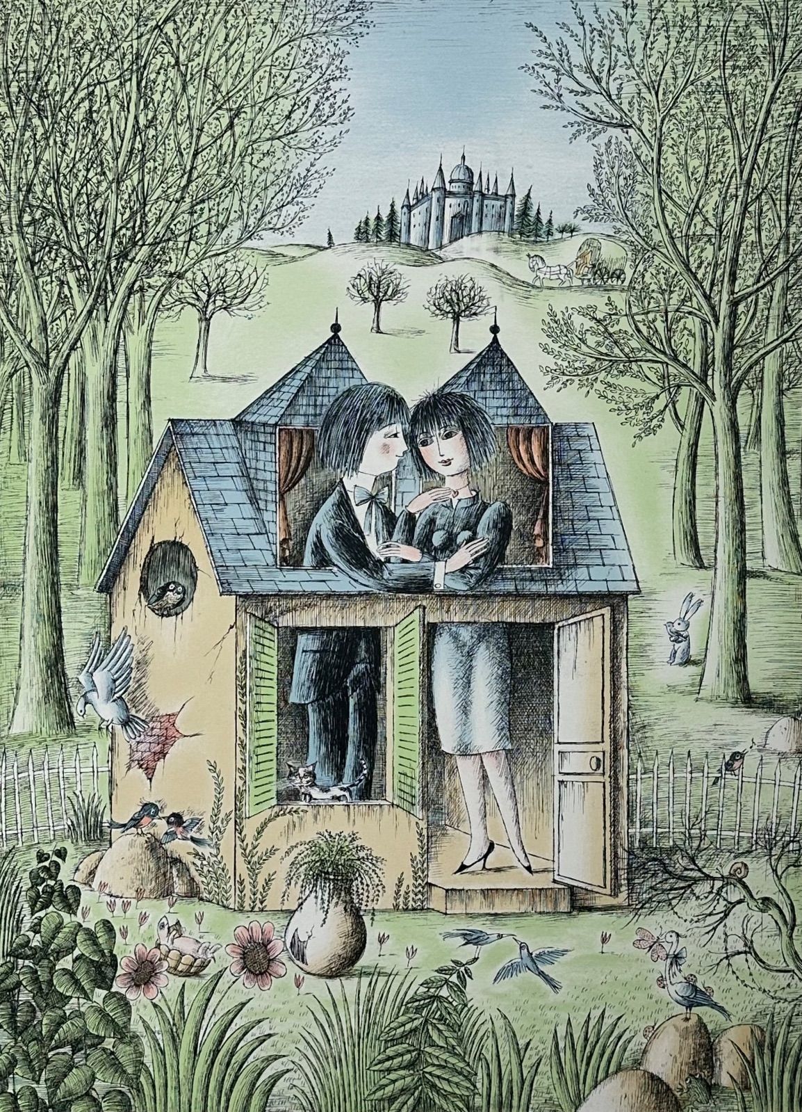 額付】【真作】レイモン・ペイネ「愛の家」リトグラフ 限定版画 作家