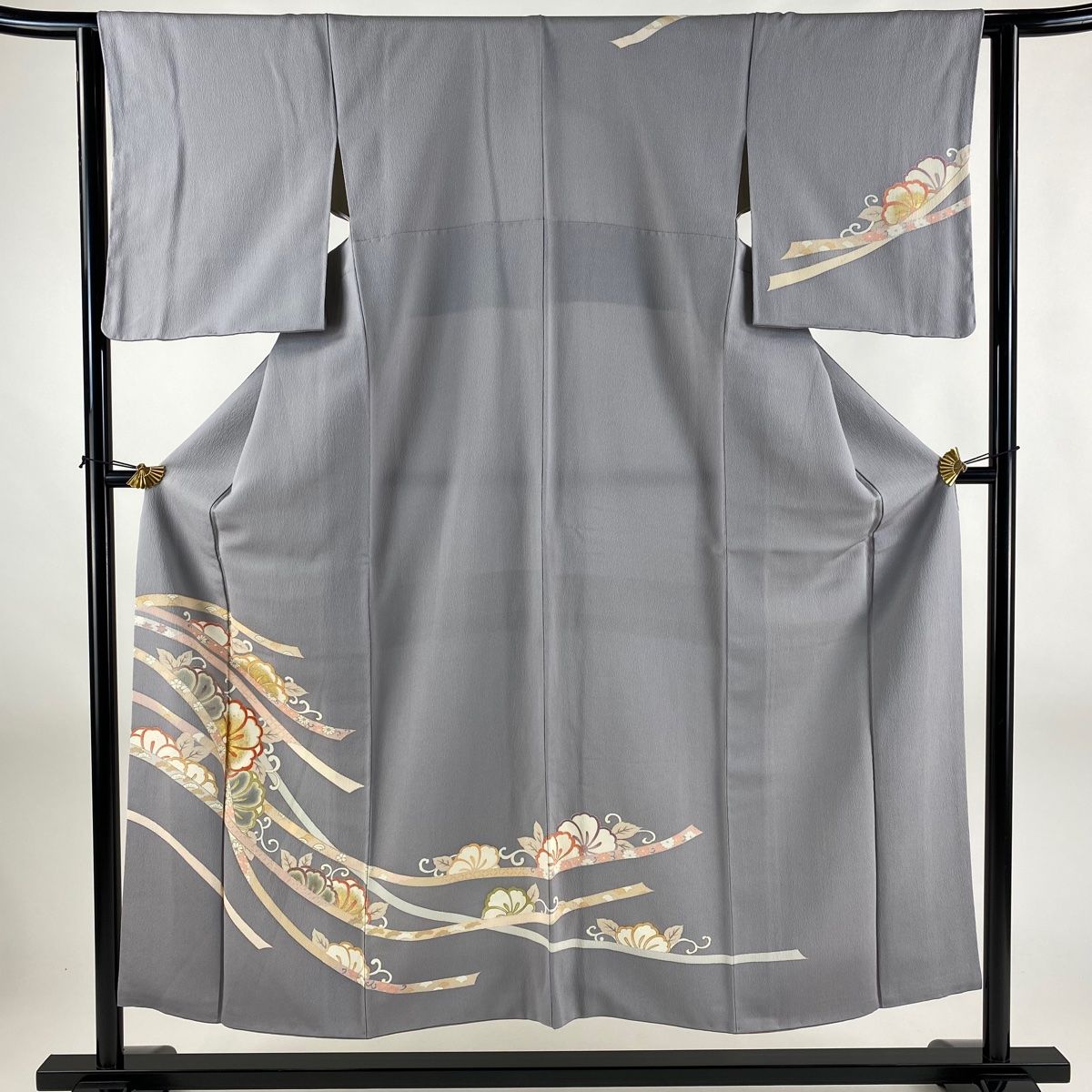 アンティークイギリスニードルワーク 紅花常磐万作 色糸刺繍 リネン