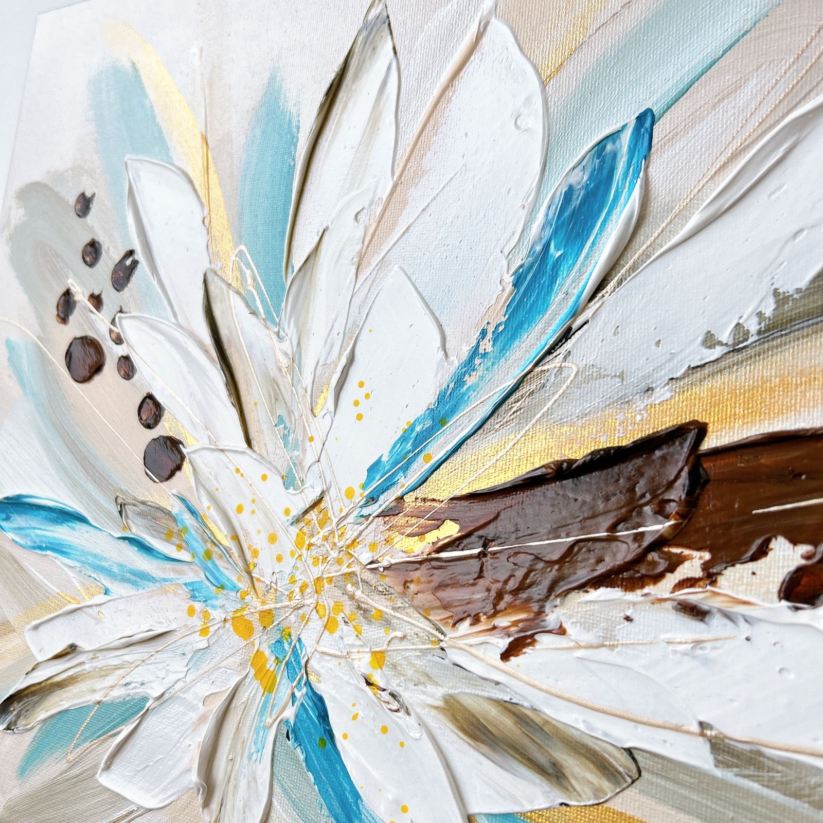 テクスチャーアート 絵画 インテリアアート 花 立体 絵 北欧インテリア