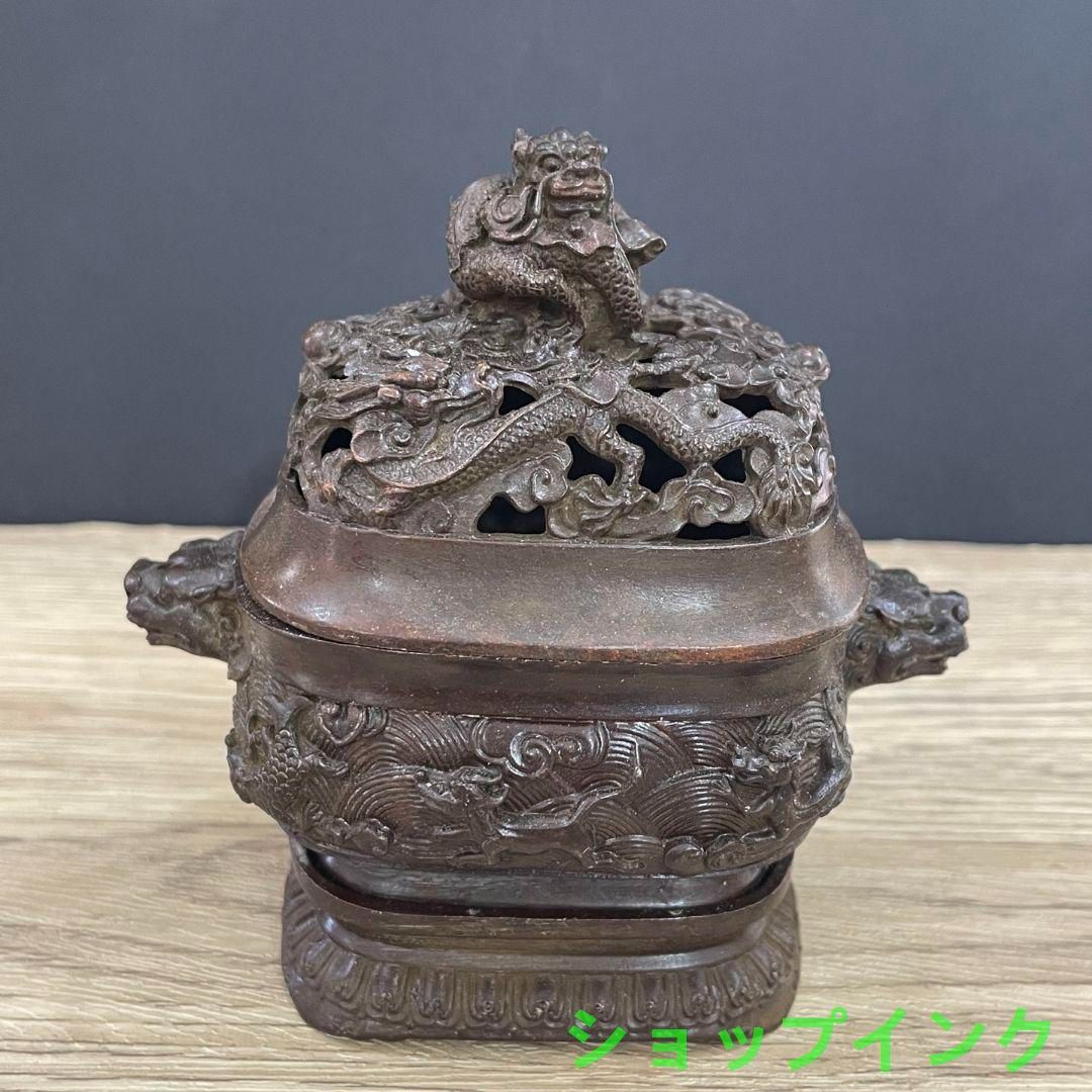銅製 香炉 獣頭三足香炉 室内 仏堂 茶道 薫炉 工芸品 置物 銅製 香炉