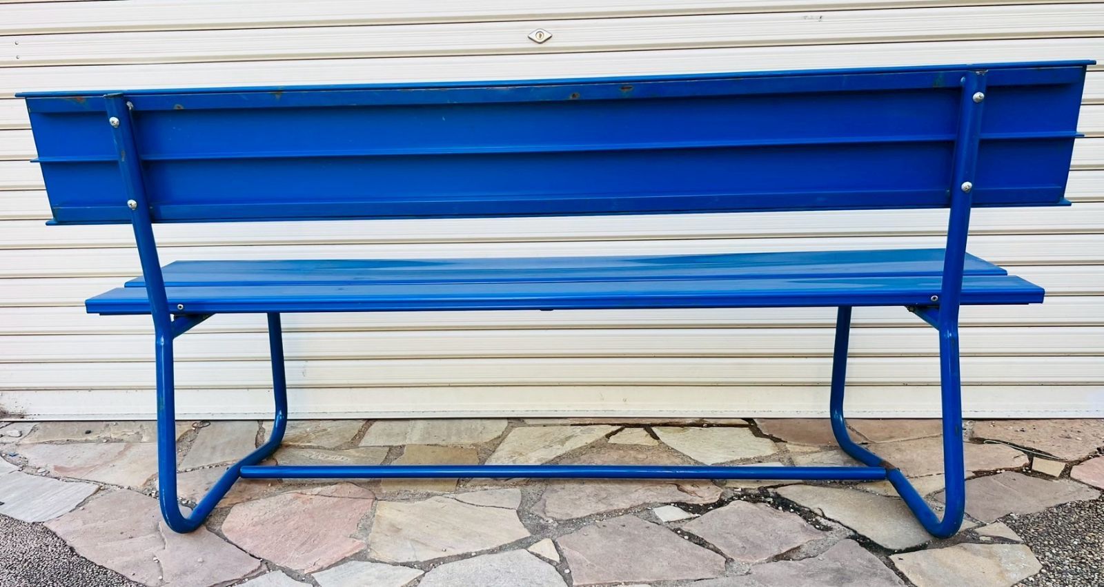 PEPSI ロゴ入り 金属製ベンチ 青 【公式通販】