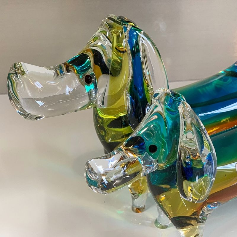 Multi Glass マルティグラス ガラス ダックスフント2匹 親子セット
