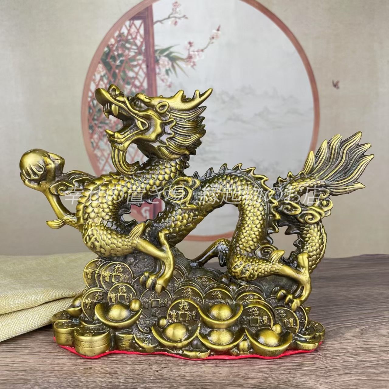 置物 風水 皇帝龍 五本爪 龍 竜 真鍮 ブロンズゴールド 龍の置物