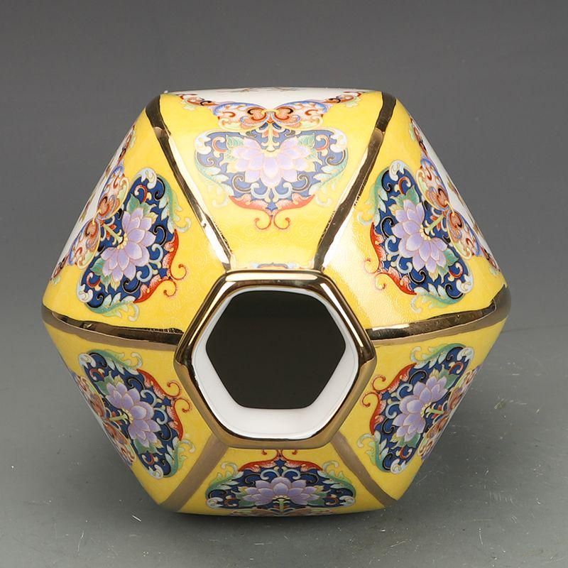 清乾隆琺瑯彩万模様六方挿花器 景徳鎮 陶磁器 装飾品 現代