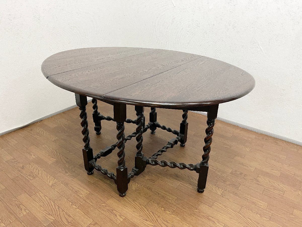 英国アンティーク木製ゲートレッグテーブル/ダイニング机/バタフライ