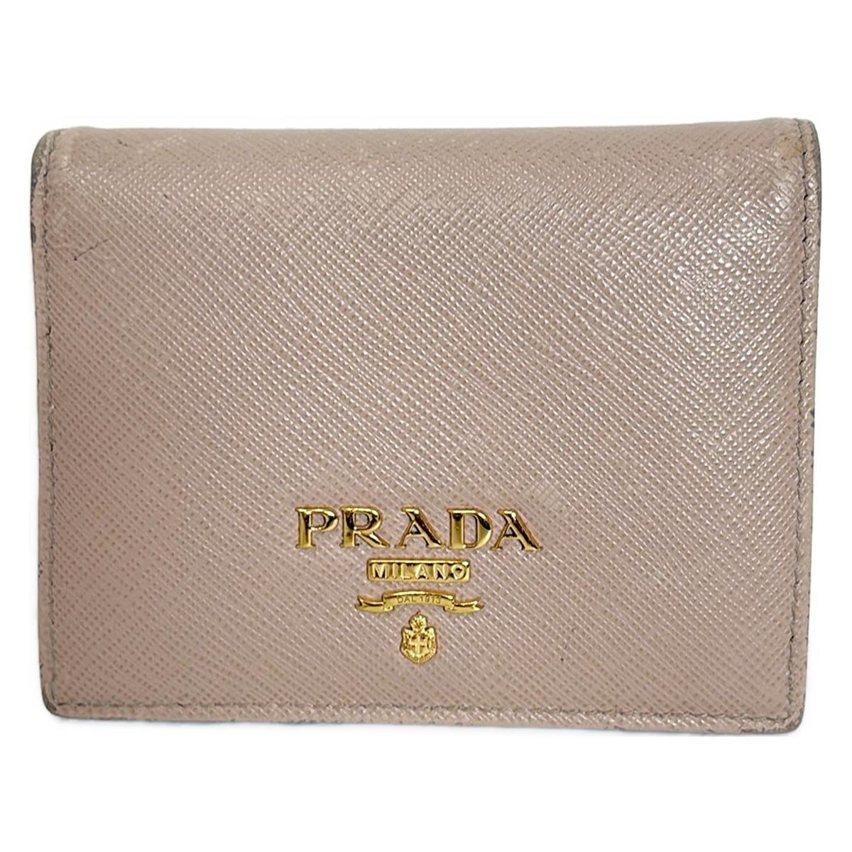 PRADA ベージュ レザー 二つ折り財布 PRADA 二つ折り財布 ベージュ