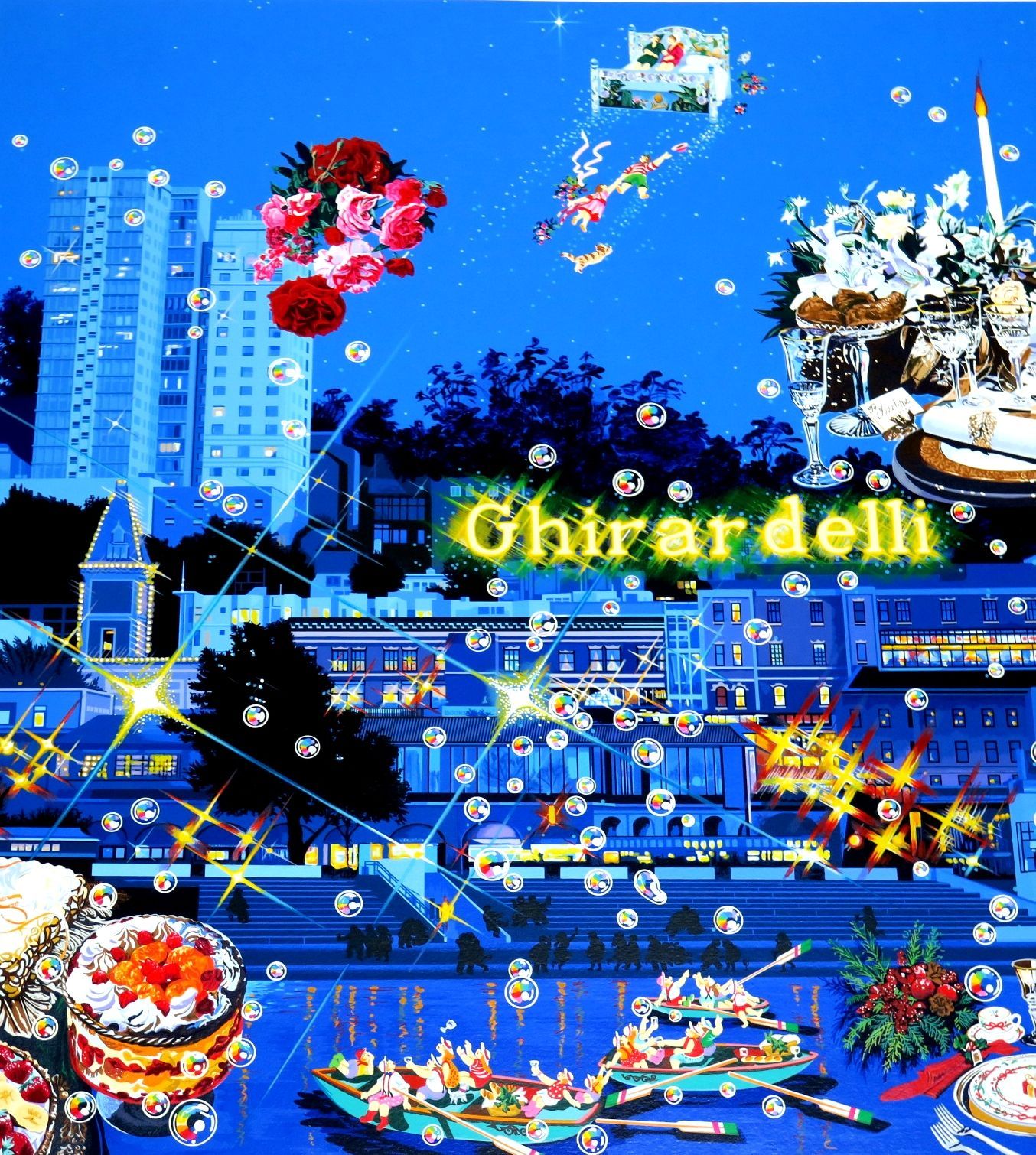 ヒロ・ヤマガタ シルクスクリーン「ギャラリー・広場」 ヒロ・ヤマガタ