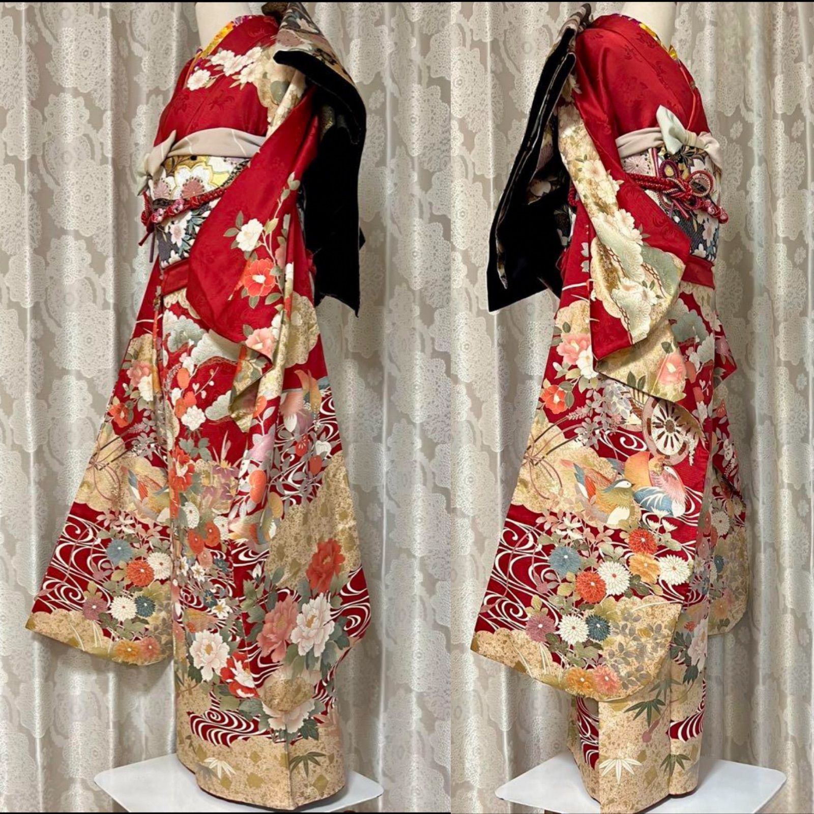 赤系の振袖袋帯セット