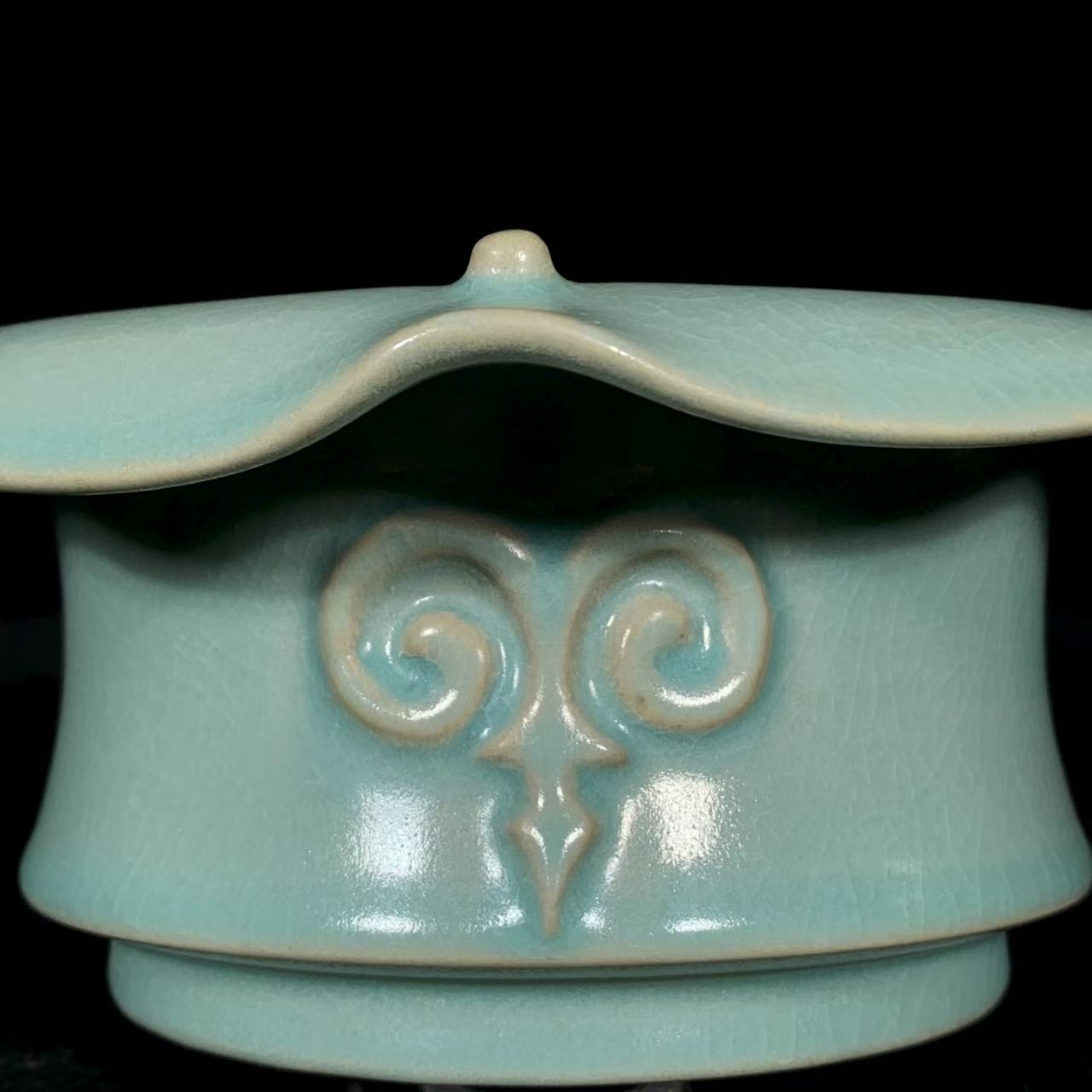 中国古美術・宋汝窯風 淡青釉 童子人形 3体セット・陶器製・文房置物・賞物