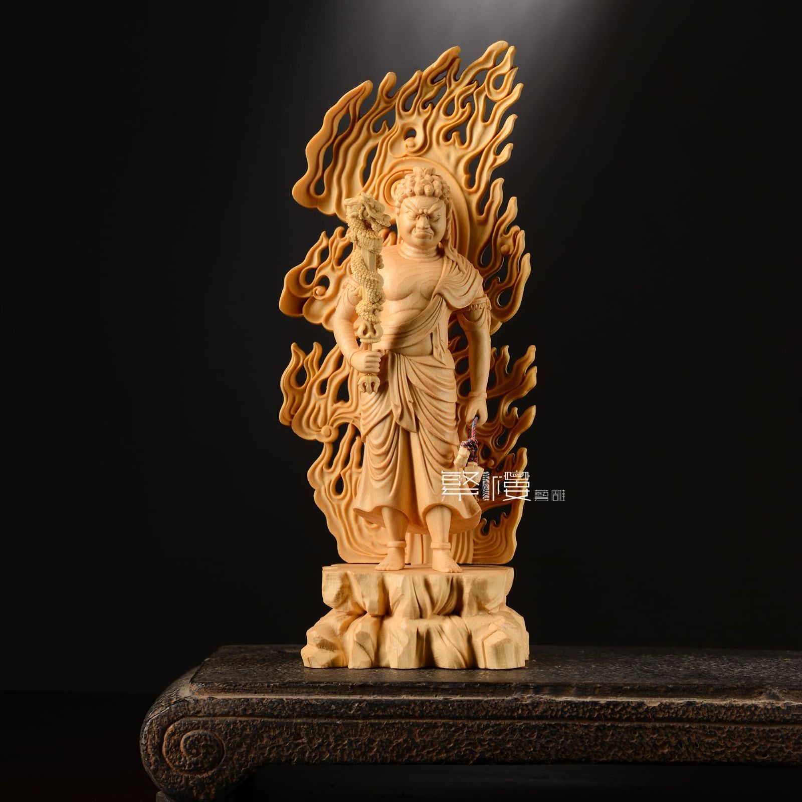 不動明王 置物 開運 仏像 石の彫刻 工芸品極細工 美術品 風水 不動