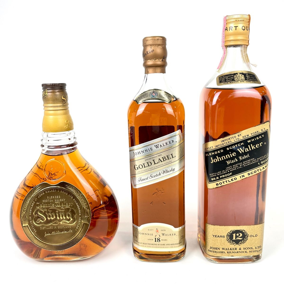 3本 ジョニーウォーカー JOHNNIE WALKER スウィング ゴールドラベル 18
