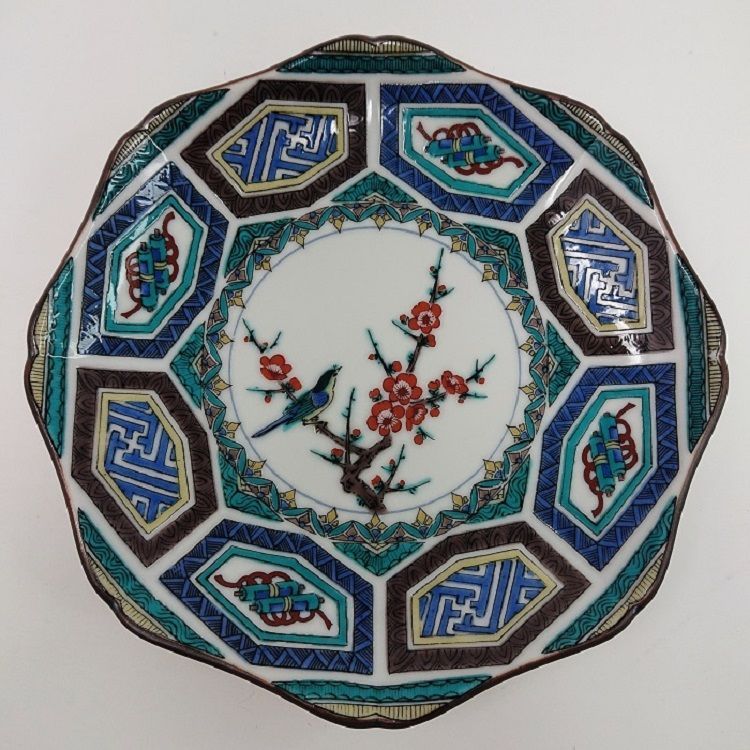 トップ 新品 九谷焼 5号皿揃 古九谷風 五枚セット 5号皿