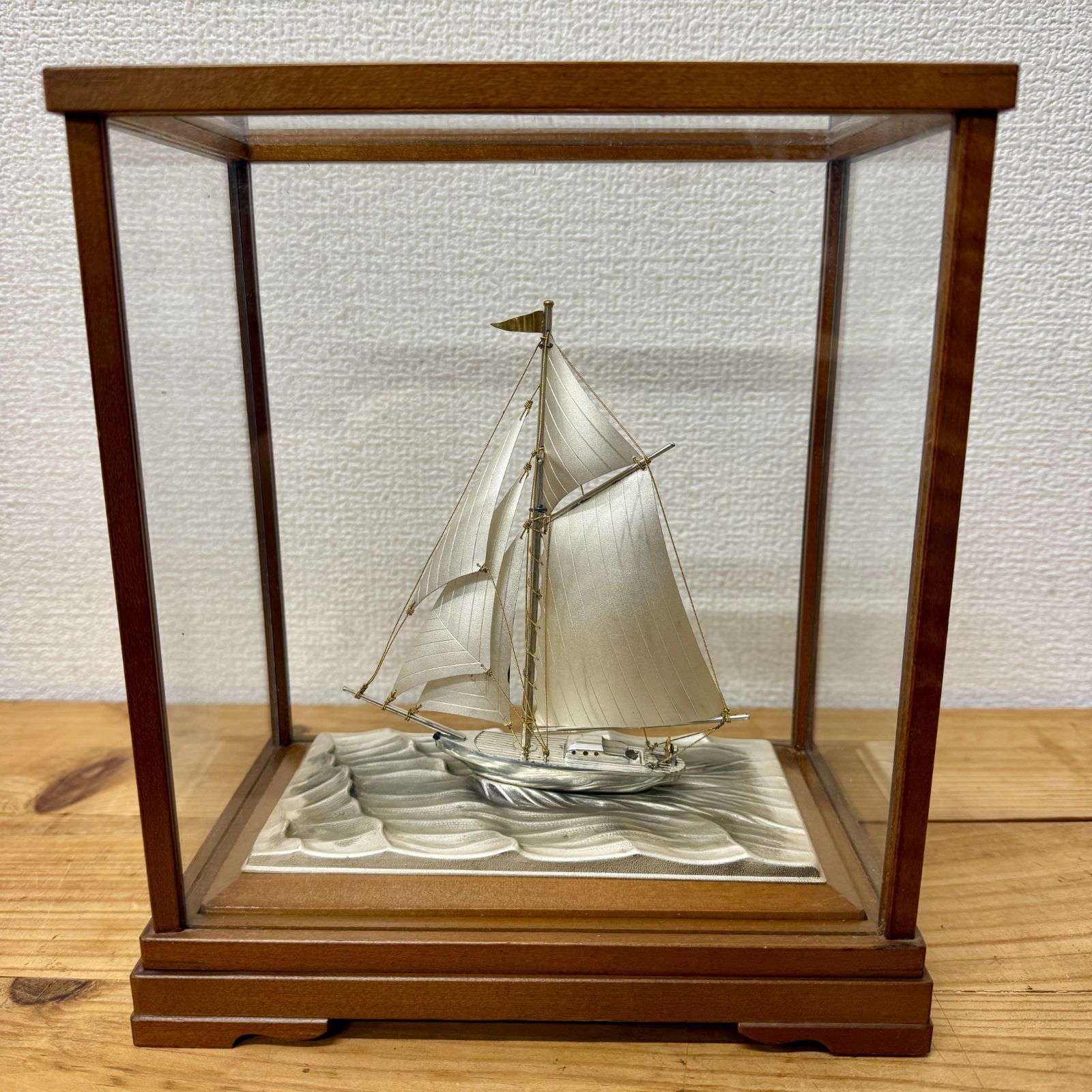 関工業 銀製 帆船 ヨット STERLING 960 シルバー 置物 ガラスケース
