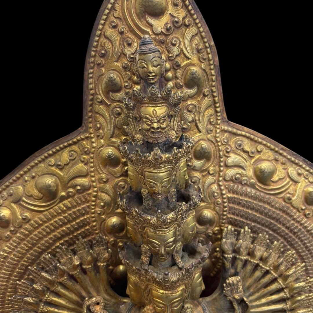 最高級 千手千眼観音菩薩 仏教美術 時代 鍍金銅特大仏像 チベット仏 高