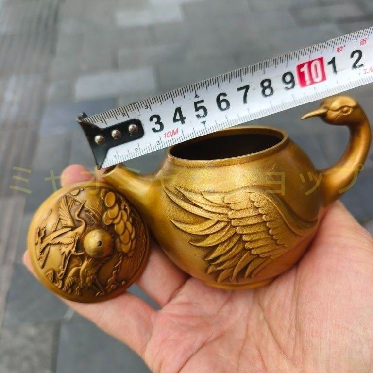 銅細工 牛 茶壺 酒壺 茶道 工芸品 置物 装飾品 工芸品 美術品 銅器 牛