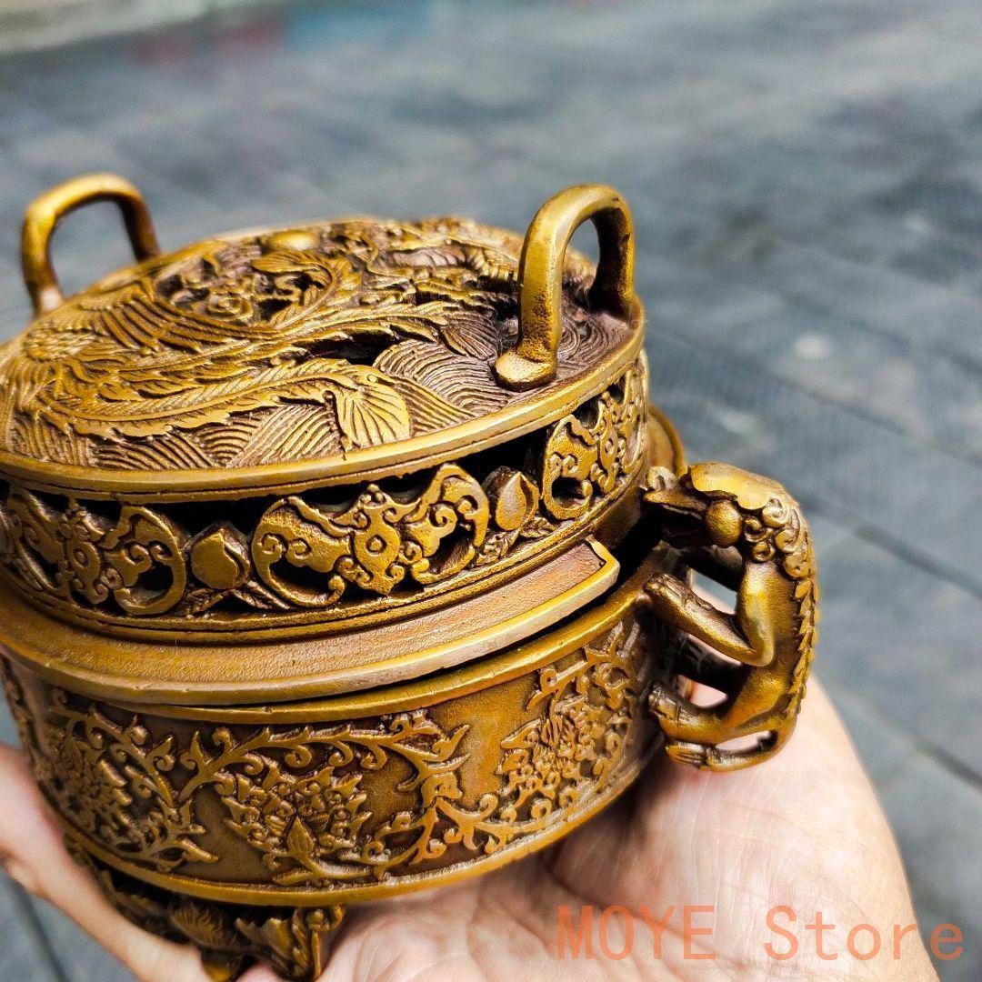 銅器 蘇工香炉 檀香炉 室内盤香炉 茶道具 香道具 工芸品 置物 銅製