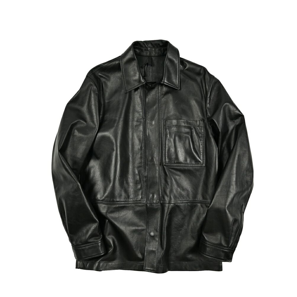 リックオウエンスインターシャレザージャケットxs ダストダーク