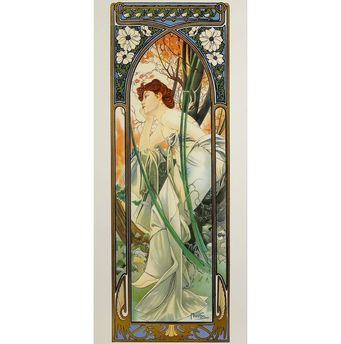 ミュシャ □ミュシャ 【四つの時の流れ 夜のやすらぎ】 シルク