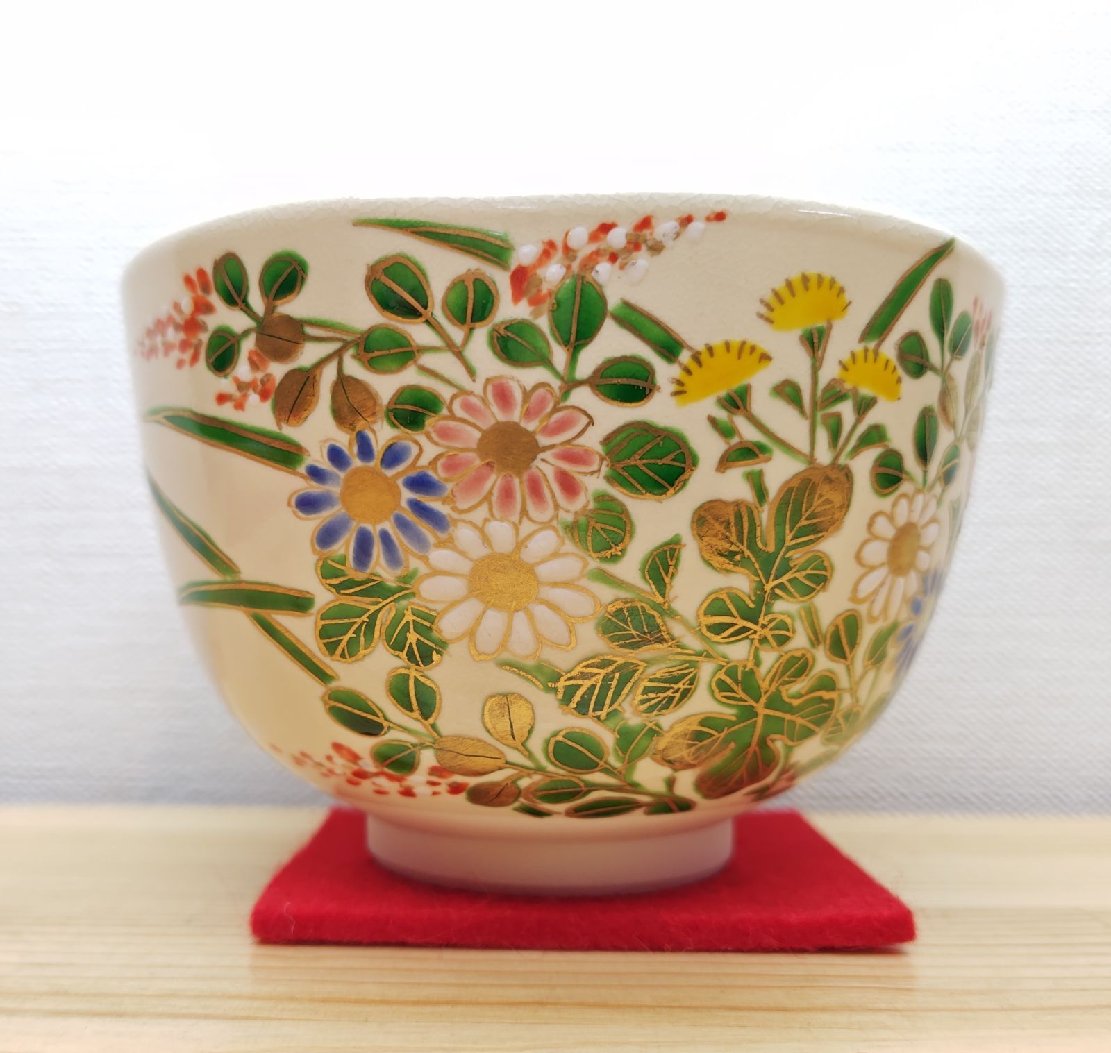 送料込【逢絢亭・新品】茶道具 蓋置 京焼 仁清 秋草の図 御室