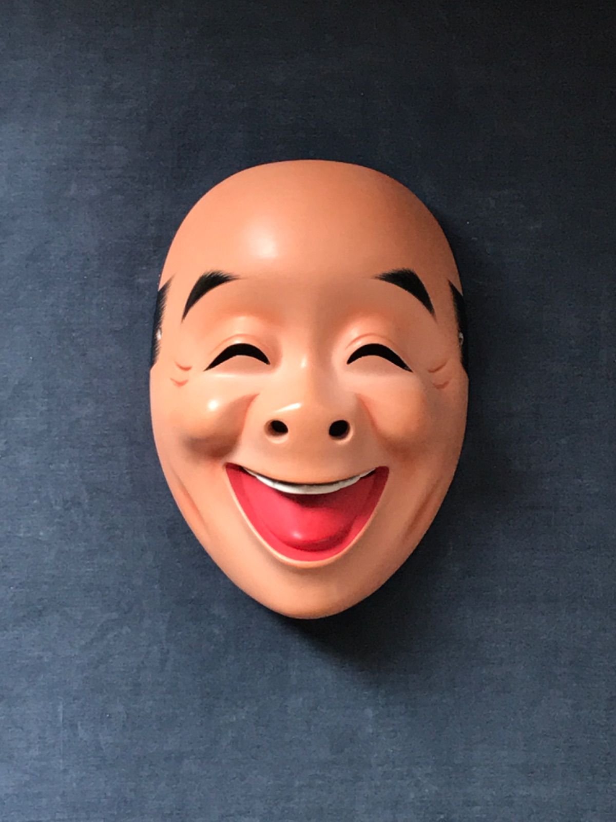 お面（笑い面）木彫り④