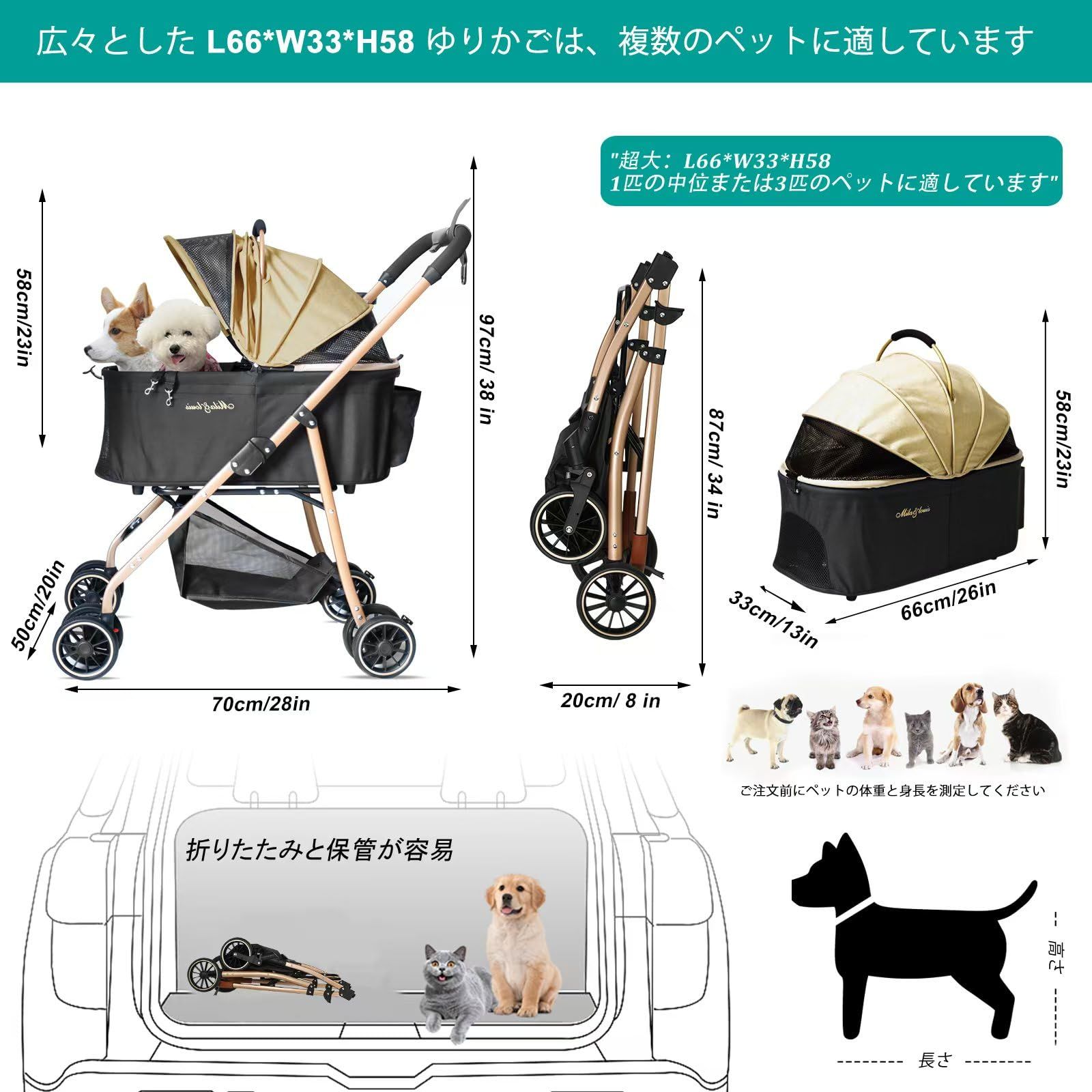 楽天市場】MILA&LOUIS ペットカート分離型 犬カート 中型犬 対応