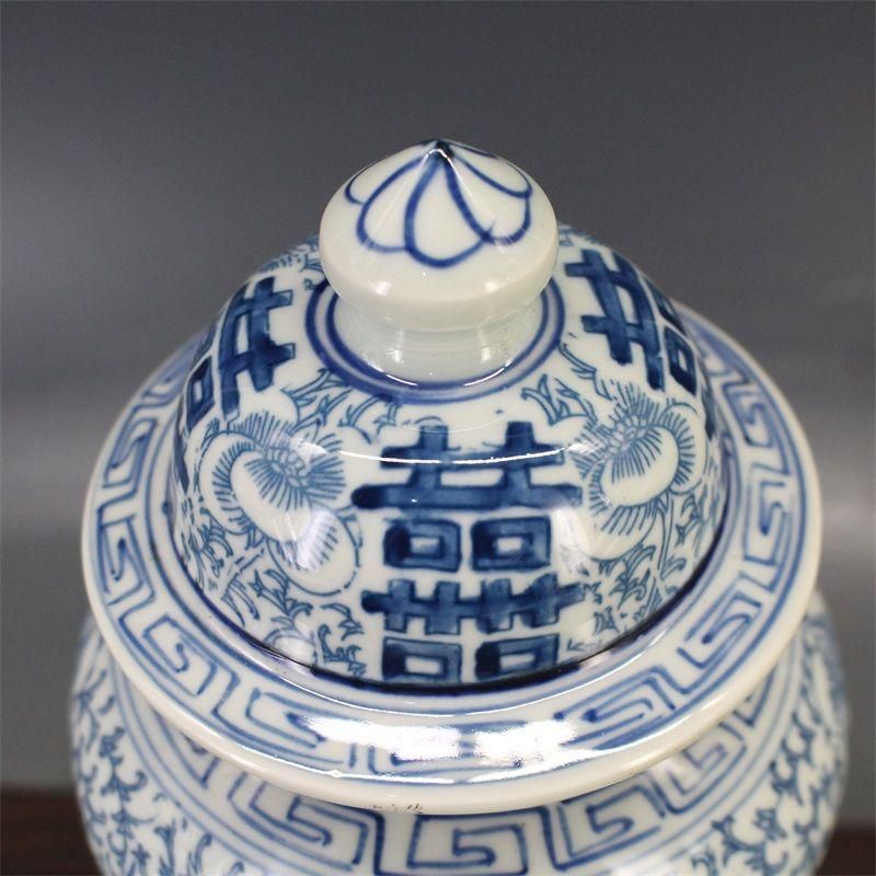 八方青花亭台楼高足鉢 景徳鎮 陶磁器 装飾品 現代工芸品 美術品 置物