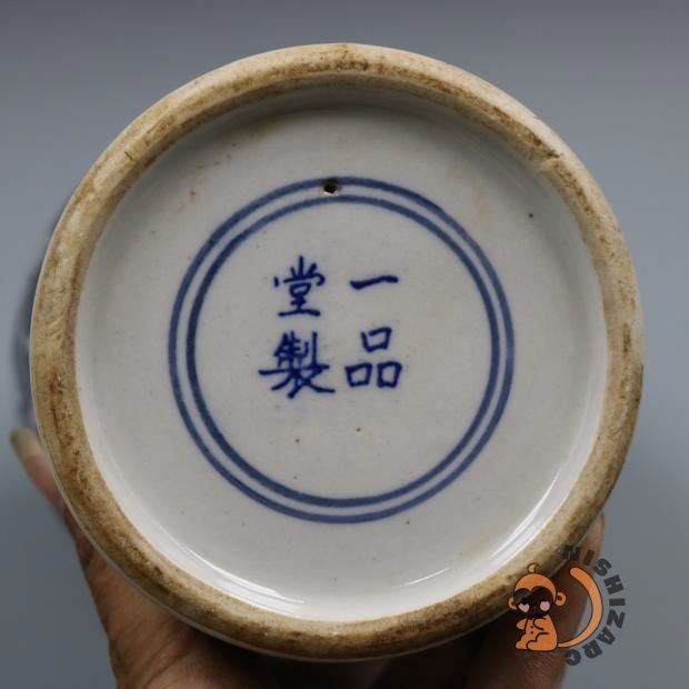 明青藍地氷梅紋将軍壺 景徳鎮 陶磁器 装飾品 現代工芸品 美術品 置物