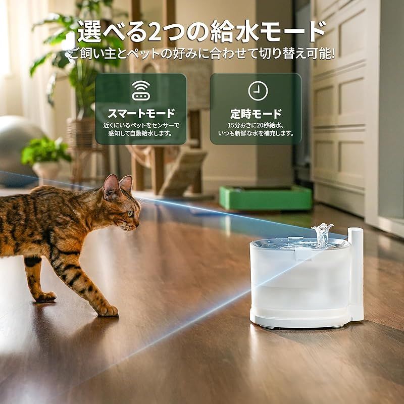 Cheerble 猫自動給水器 水飲み器 ポンプレス磁力給水 コードレス 100