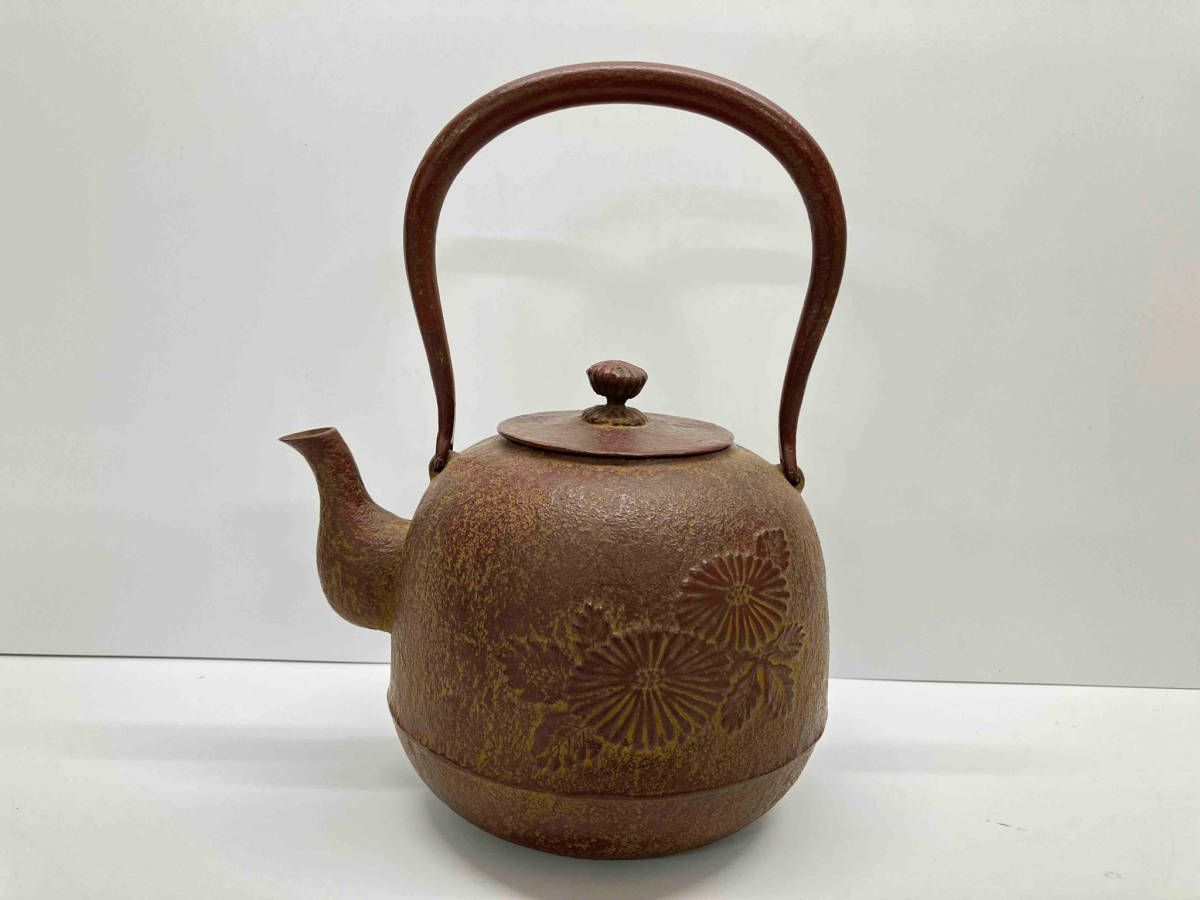 鉄瓶 竹 すずめ 雀 蓋裏名入り 花盛堂か