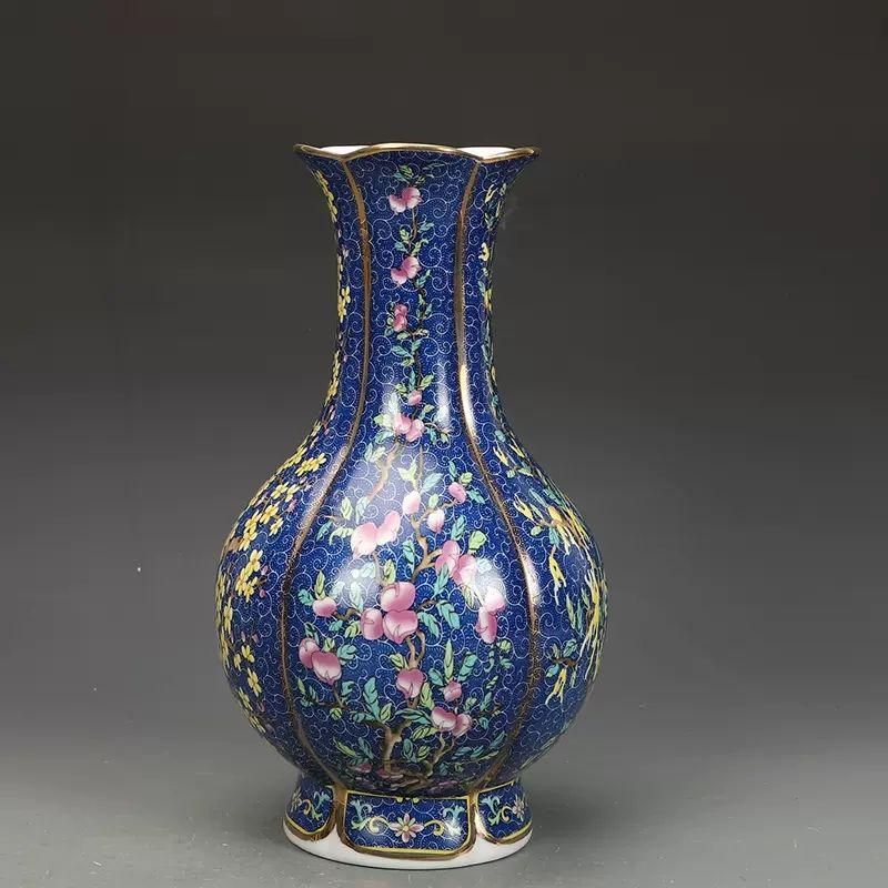 景徳鎮陶磁パステルカラー万寿無疆四方花瓶 陶磁器 装飾品 現代工芸品