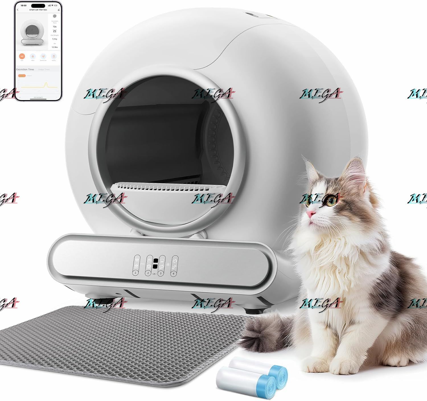 猫 トイレ 自動 大型:全自動 大型猫用 多頭飼い静音設計 自動清掃 屋根