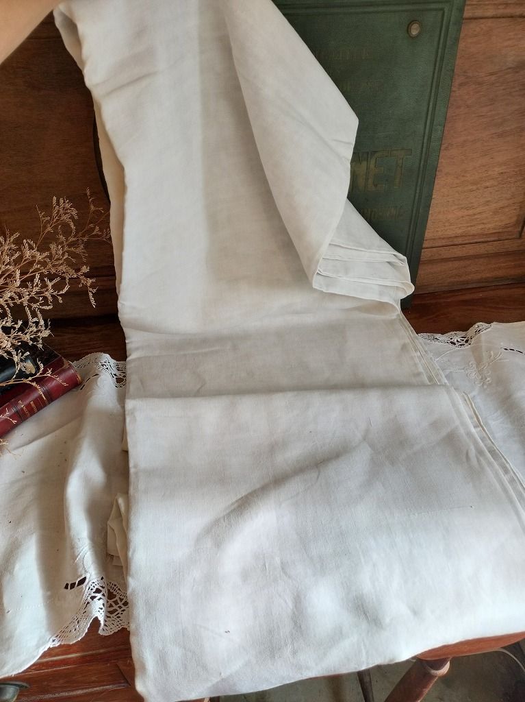 フランス アンティーク リネン イニシャル つき アウトレット シーツ