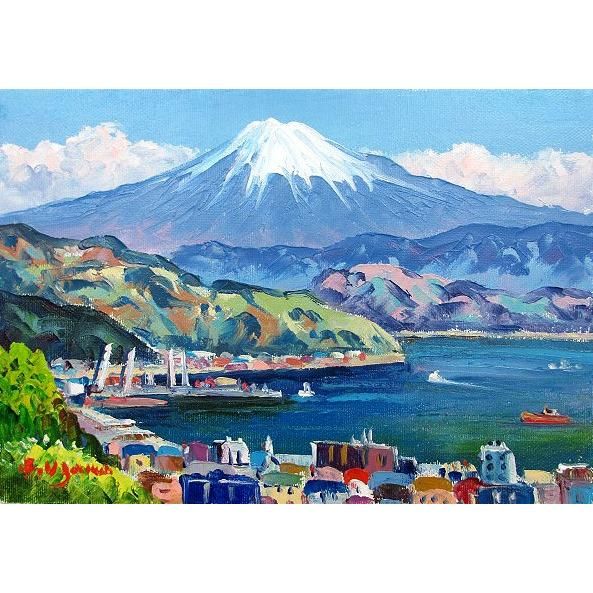 油彩画 洋画 (油絵額縁付きで納品対応可) WF3 「清水港より富士」 オファー