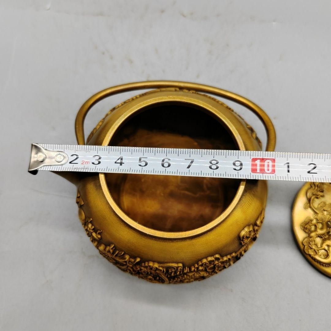 龍鳳呈祥提梁茶壺 酒壺 茶道 工芸 置物 銅製 龍鳳呈祥提梁茶壺