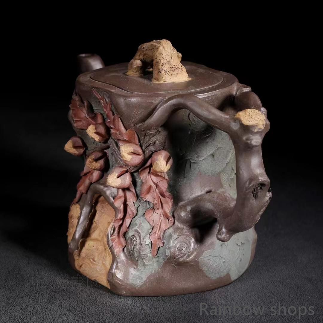 中国古美術・原鉱段泥 カエル蓮子壺 、底槽款:蒋蓉紋、紫砂壺・急須