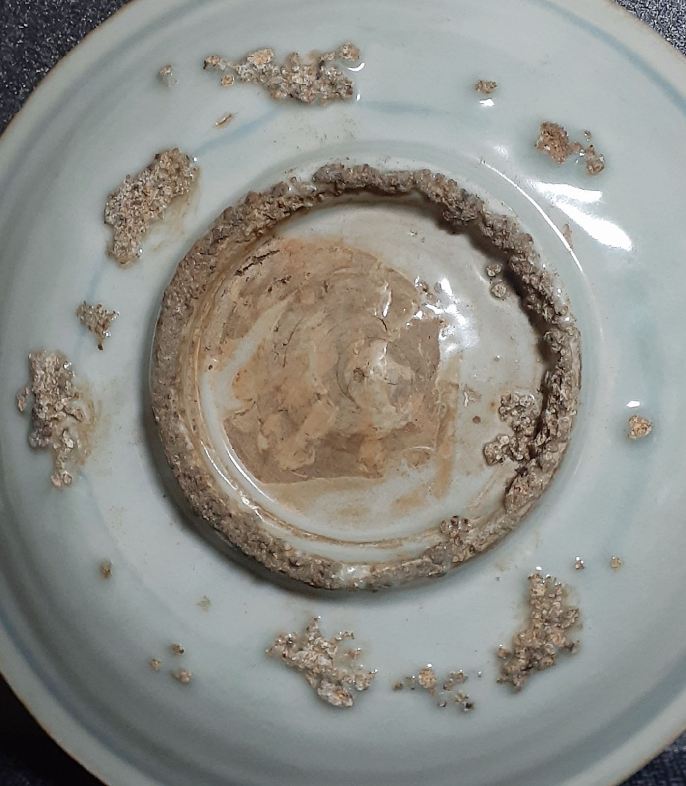 皿□古い中国染付け双龍紋中皿 砂高台 古玩 唐物 中国 古美術 時代物