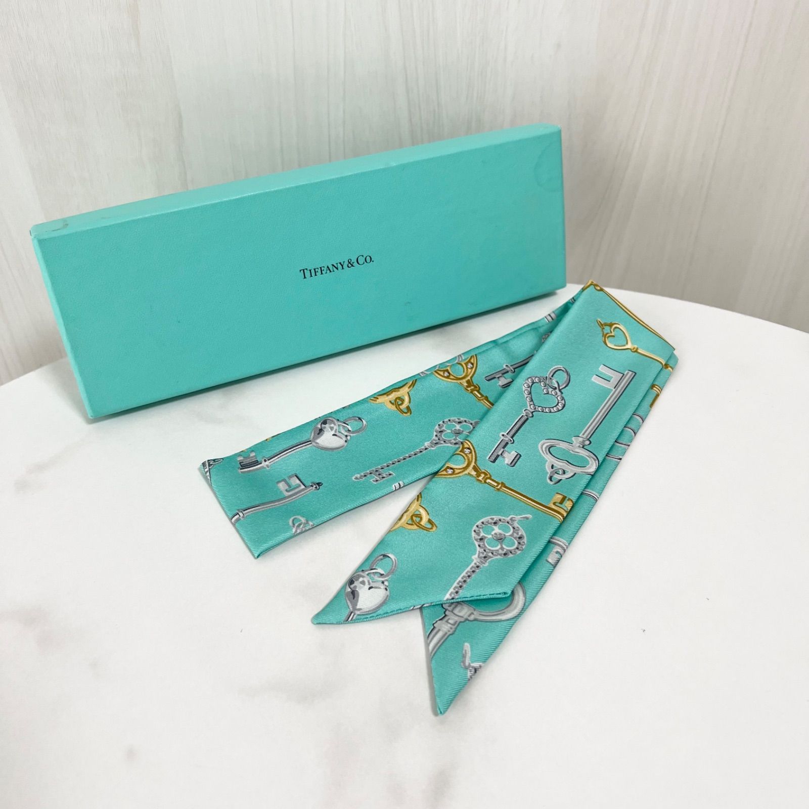 ティファニー TIFFANY & Co ツイリー スカーフ 鍵柄 シルク100% 絹