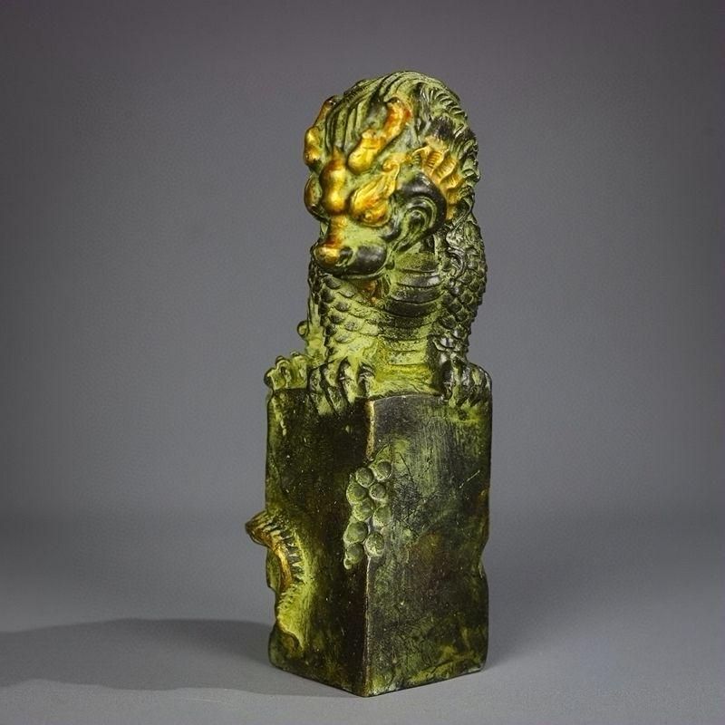 銅制 鎮水獣麒麟 鎮宅 辟邪 開運 風水 招財 卓上 装飾品 置物