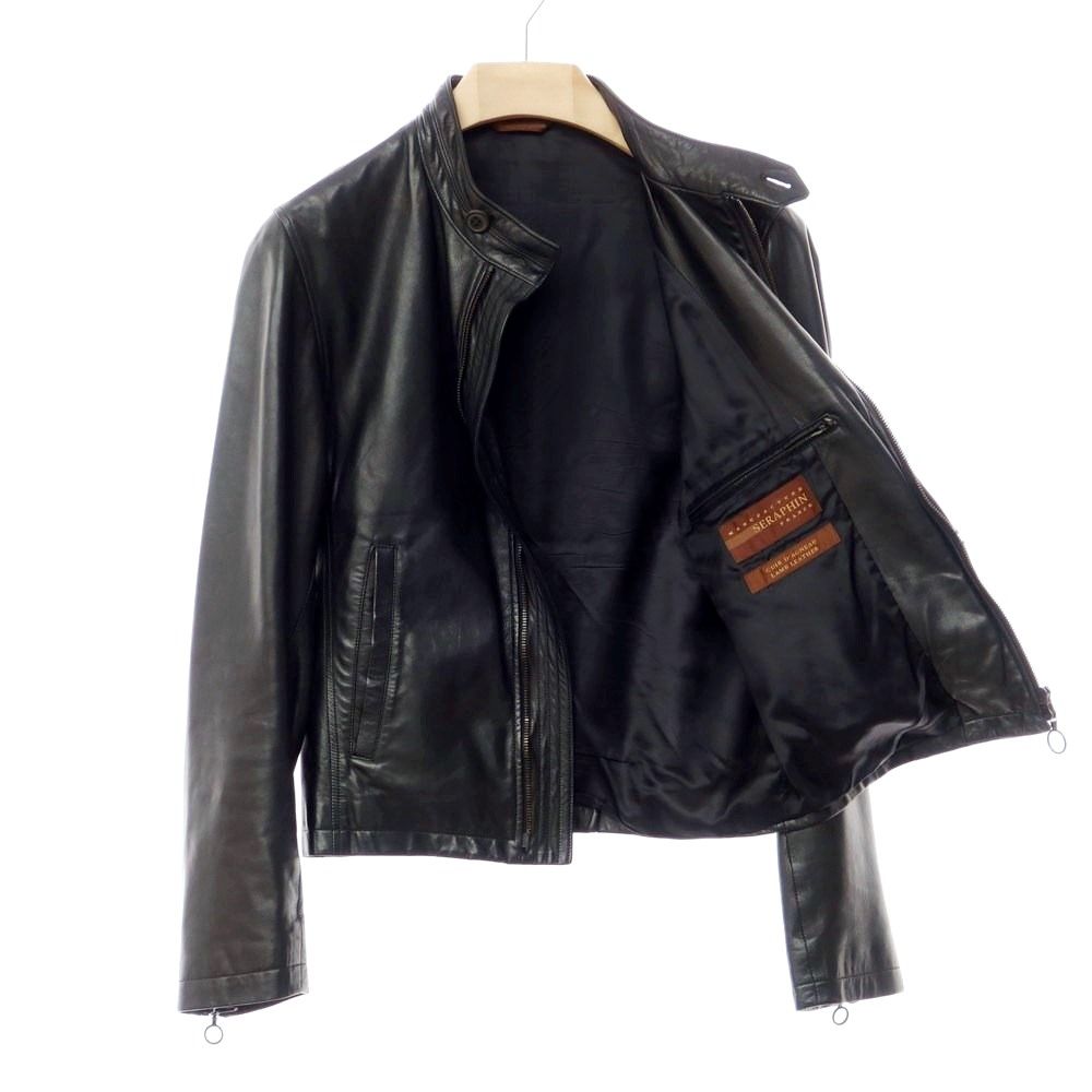 SERAPHINセラファンレザーライダースジャケット ブラックサイズ48
