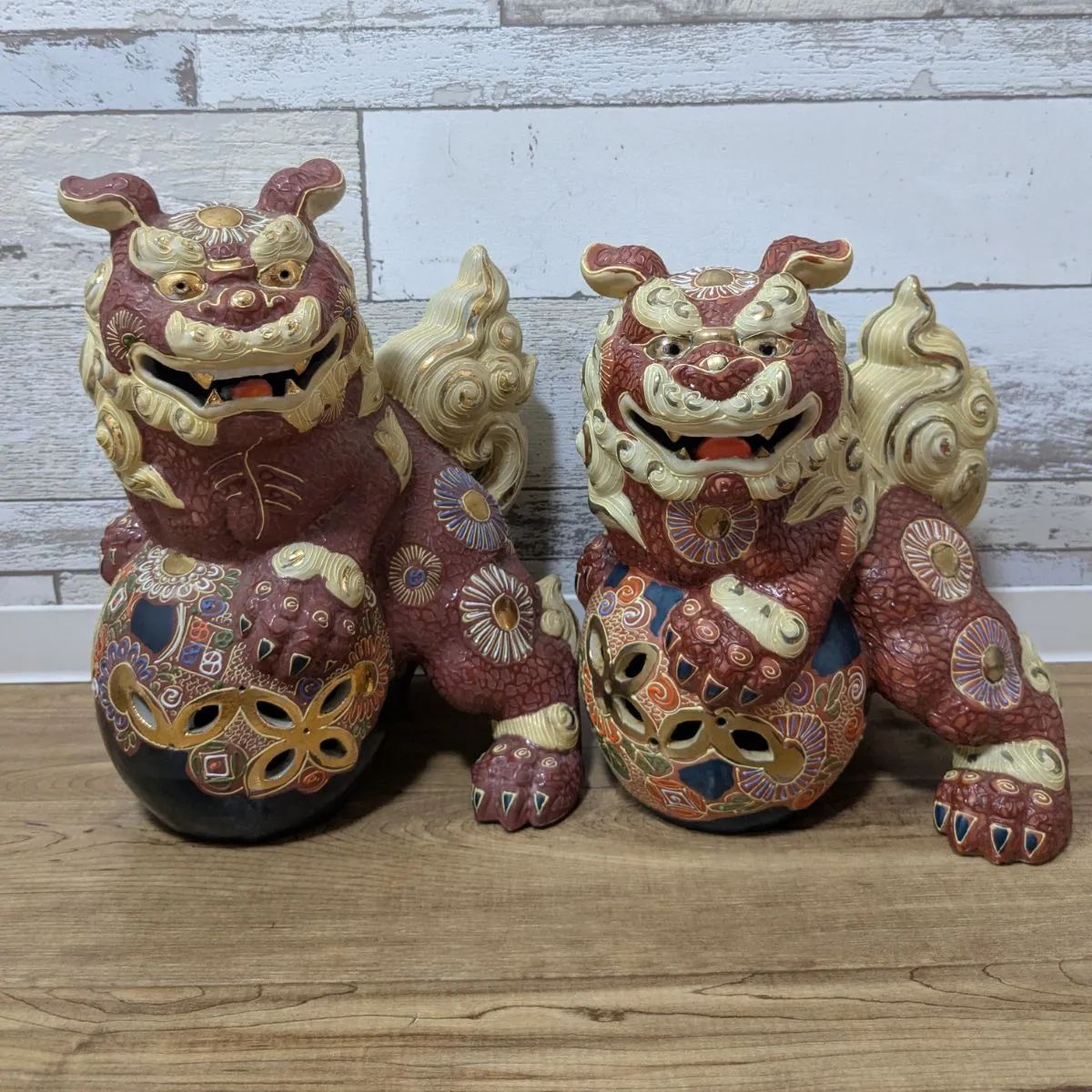 九谷焼 玉乗り獅子 陶器 工芸品 狛犬 開運 縁起物 魔除け 九谷焼