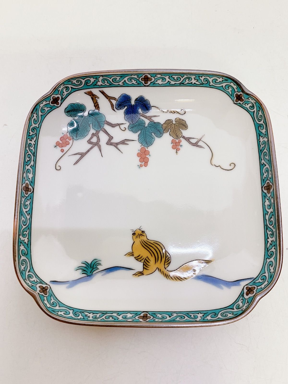 九谷焼 古九谷 赤絵花鳥文 花生 杓立 V R9178 九谷焼 古九谷 赤絵花鳥