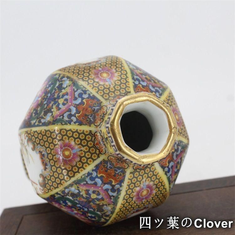 琺瑯彩花鳥八方梅瓶 景徳鎮 陶磁器 装飾品 現代工芸品 美術品