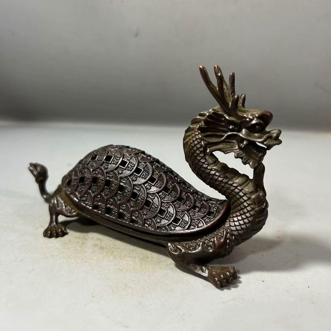 銅製 龍鳳杯 湯呑 茶道具 香道具 装飾品 工芸品 美術品 置物 銅器 香炉