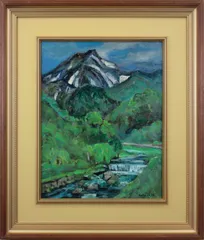 灰野文一郎F6 男鹿の岩礁白日会会員栃木県文化功労者